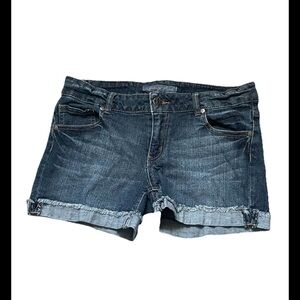 Celebrity Pink Distressed Cuffed Dark Wash Blue Jean Shorts Juniors 11